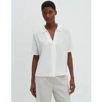 someday Kurzarmshirt Keliane aus Materialmix Falte vorn, V-Ausschnitt mit Polokragen für edle Looks