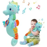 LaCute Kuscheltier Baby Musikplüschtier Seepferdchen Rasselspielzeug für Neugeborene (Baby Plüschtier Seepferdchen mit Rassel und Geräuschelementen, Baby Seepferdchen Musikplüschtier mit Rassel und Soundfunktion), Baby Plüschtier Seepferdchen mit Ras
