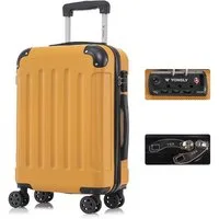 YONSLY Hartschalen-Trolley Premium Hartschalen-Reisekoffer Trolley Kabinenkoffer, 4 Rollen, TSA-Schloss, YKK-Reißverschluss, austauschbare Rollen & Griffe