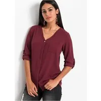 bonprix Longbluse bequeme Passform, verdeckte Knopfleiste, unifarben, mit Brusttasche