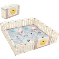 oyajia Laufgitter Laufstall Faltbar Laufgitter Baby Mit Tür und Spielzeugboard, Faltbar Krabbelgitter