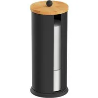 relaxdays Toiletten-Ersatzrollenhalter Toilettenpapier Aufbewahrung 3 Rollen, schwarz