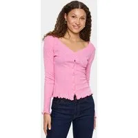 Saint Tropez Strickjacke GruSZ Cardigan mit Lochstickerei und gewelltem Saum