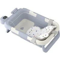 FIVMEN Babybadewanne Faltbare Babybadewanne Mit Badekissen Und Integriertem Thermometer, (Set)