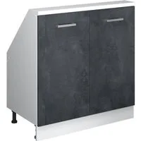Vicco Kommode Rion, Schwarz Beton/Weiß/Weiß, mit 2 Türen (1 St)