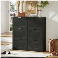 Merax Schuhschrank Schuhablage mit 6 Klappen (1-St., Schuhkipper Schuhkommode, Schmal Schuhregal) für Flur & Eingangsbereich, 118×115×25 cm
