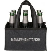 Gravidus Tragetasche Flaschentasche Grau Filz 6 Fächer Männerhandtasche Tragetasche