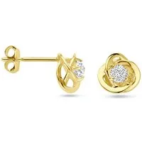 NICEANDnoble Paar Ohrstecker 375er Gelbgold Ohrstecker Blüte Zirkonia