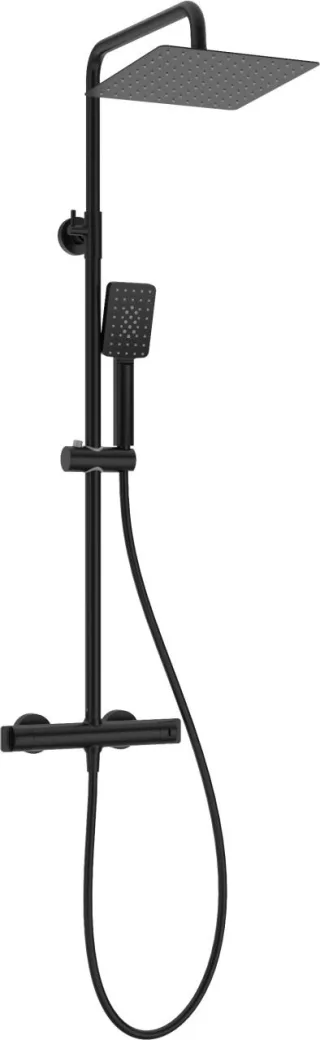 Neuesbad Duschsystem mit Thermostat Brausearmatur, Oberfläche: schwarz matt NB1DENAC_N4HT1