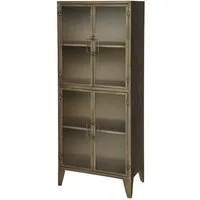 Chic Antique Vitrine Industrial Vitrine Kabinett Golden Amaury Geriffeltes Glas 150/60
