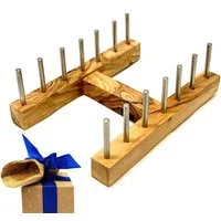 Olivenholz-erleben Geschirrständer Brettchenständer für bis zu 6 Frühstücksbretter, Zubehör für Frühstücksbrett 22 x 14 cm aus Olivenholz, Platzsparende Aufbewahrung für bis zu 6 Brettchen an einem Ort