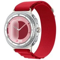 Wigento Smartwatch-Armband Für Samsung Galaxy Watch 8 / 8 Classic Loop Nylon Armband Rot, Verstellbar, atmungsaktiv, langlebig