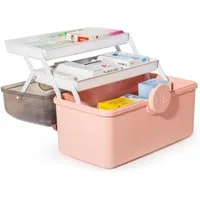 Zedelmaier Aufbewahrungsbox Medikamenten Aufbewahrung Medizinbox Apothekenbox HausapothekeBox Groß (YX1004), Tragbar, Kindersicherung, 3 Treppenabteile