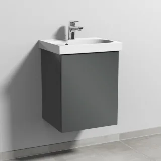 Sanipa 3way Waschtischunterbau zu Geberit Acanto Waschtisch mit 1 Tür, Anthrazit-Glanz SF41479