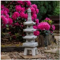 gartendekoparadies.de Gartenfigur Japanische Steinpagode Steinlaterne, H. 92 cm, 38 kg, Frostsicher