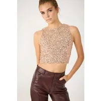 No Matter What Blusentop Ärmellose Bluse mit Paillettenbesatz und Rundhalsausschnitt
