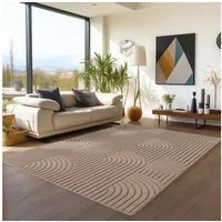 Teppium Teppich Skandinavischer Boho-Teppich mit Schlingenmuster, Rechteckig, Höhe: 20 mm, Kurzflor Schlingen Teppich Beige Boucle-Loop Wohnzimmer Teppich