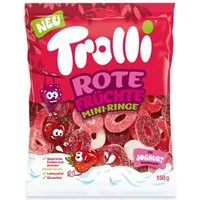 TROLLI Süßigkeit, Trolli Rote Früchte Ringe Erdbeer Himbeer und Kirsch Geschmack 150g
