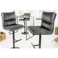 riess-ambiente Barhocker COMFORT dunkelgrau/schwarz - Samt, Metall, höhenverstellbar, weich (Einzelartikel, 1 St), Drehbarer Stuhl mit Lehne - ideal für Wohn- und Esszimmer oder Küche