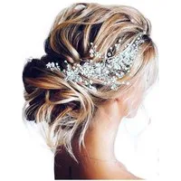 Zaewry Haarspange Silber Kristall Stirnband, Blume Blatt Kopfschmuck, Kristall Braut, Kopfschmuck Perle Strass, Hochzeit Haarschmuck für die Braut