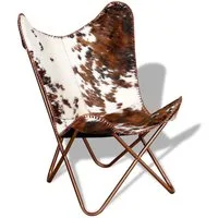 vidaXL Sessel Butterfly-Sessel Braun und Weiß Echtes Kuhfell (1-St)