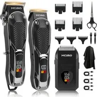 MCURO Haarschneider Haarschneidemaschine Elektrisch Profi Barttrimmer Set für Herren, mit 7 Kammaufsätzen, 3-in-1 Trimmerset Haar- und Bartschneider Wasserdicht