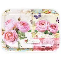 Lashuma Tablett England Rosen, Kunststoff, (1-tlg), Buntes Getränketablett bedruckt 31x23 cm