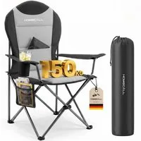 HOMECALL Campingstuhl Hochlehner 110cm mit Lendenwirbelstütze Klappstuhl Angelstuhl Faltbar (Bis 150kg, gepolstert, faltbar, stabil, 1 St), für Camp Garten Balkon