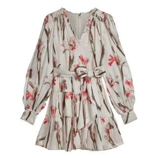 Ted Baker Cuiaba Minikleid Mit Falten Und V-ausschnitt, Elfenbeinfarben