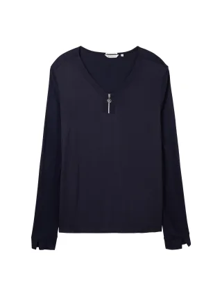 Tom Tailor - Plus Size - Langarmshirt mit LENZING(TM) ECOVERO(TM) sky captain blue - Gr. - 44