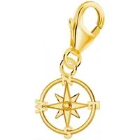Goldene Hufeisen Charm-Einhänger Kompass Karabiner Charm 925 Sterling Silber Vergoldet Herren Damen