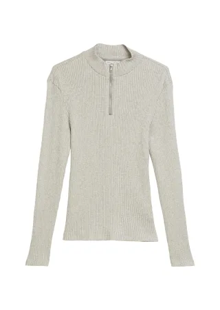 Marc OPolo DENIM - Half-Zip-Longsleeve slim stone melange - Gr. - L