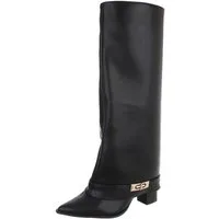 Ital-Design Damen Kniehochstiefel mit Blockabsatz und Detail High-Heel-Stiefel (92268816) Blockabsatz Stiefel in Schwarz