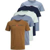 Jack & Jones Print-Shirt (Spar Set, 5er-Pack) T-Shirts mit Aufdruck aus Baumwolle