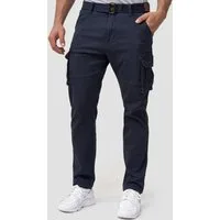 Indicode Cargohose Herren Mathen Cargo Hose Herrenhose aus elastischer Baumwoll-Qualität, inkl. Gürtel