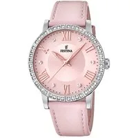 Festina Quarzuhr Festina Damen Uhr Sport F20412/2 Leder, (Analoguhr), Damen Armbanduhr rund, Lederarmband altrosa