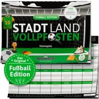 Denkriesen Spiel Stadt Land Vollpfosten® Fußball Edition "Heimspiel.", Familienspiel, Spielblock, Made in Germany