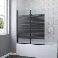AQUABATOS Badewannenfaltwand ohne bohren Badewannenaufsätze schwarz mit Badewanne 2 teilig, 5 mm Sicherheitsglas, BxH: 120 x 140 cm