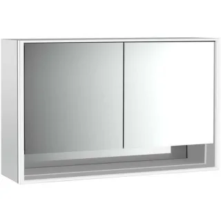 Emco Loft Aufputz-Lichtspiegelschrank 979805220 1300x733mm, mit Unterfach, LED, 2-türig, aluminium/Spiegel
