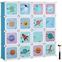 SONGMICS Kleiderschrank Kinderregal Schuhregal aus Kunststoff, mit 16 Würfeln