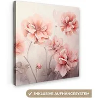 OneMillionCanvasses® Leinwandbild Blumen - Rosa - Kunst - Abstrakt - Aquarell, Fotodruck (1 St), Wandbild, Deko Schlafzimmer Wohnzimmer Flur 20x20 cm