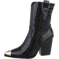 Ital-Design Damen Cowboyboots Western Westernstiefelette (80951234) Blockabsatz High-Heel Stiefeletten in Schwarz
