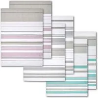 Dyckhoff Geschirrtuch Streifenvielfalt, (Packung, 6-tlg., 2x 3er Set (50 x 70 cm), Halbleinen, fusselarm