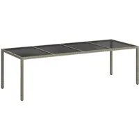 vidaXL Gartentisch Gartentisch Grau 250x100x75 cm Hartglas und Poly Rattan (1-St)