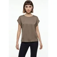 ONLY Kurzarmshirt ONLLIEKE S/S SATIN MIX TOP WVN NOOS regular fit, Web, Polyester, Rundhals, unifarben