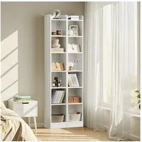 Yaheetech Bücherregal Standregal 161,5/183 cm (H), 2-tlg., Schmales Regal Bücherschrank mit 7 Ebenen, 2 Verstellbaren Regalböden