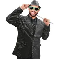 Party Factory Partyanzug Pailletten Frack Herren - Schwarz XL, glänzende Pailletten