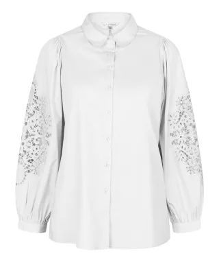 Esqualo - Bluse mit Lochstickerei weiß - Gr. - 36