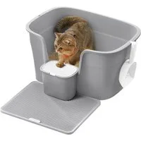 FEANDREA Katzentoilette Katzenklo extragroße, für große Katzen, mit hohen Seitenwänden, Schaufel
