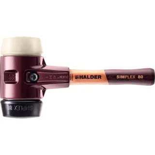 HALDER SIMPLEX - Schonhammer mit TE-Gehäuse und Holzstiel, Gummikomposition / Nylon - 3028.082